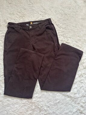 Carhartt Pants Women's Rugged Flex Loose Fit Canvas Work Pant Brown Sz 6